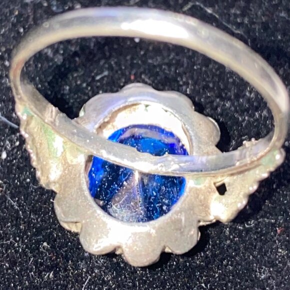 Ring Size 4.5 Blue Glass Faceted Vintage Jewelry Sterling Silver Tested - Picture 11 of 16